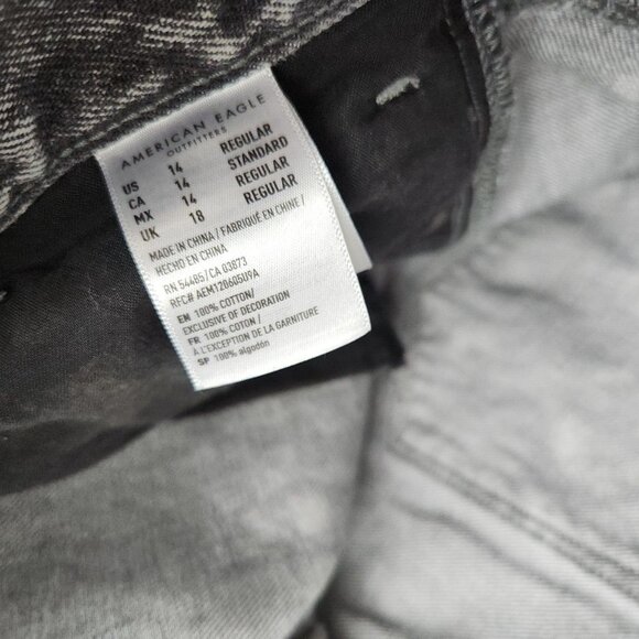 American Eagle Jeans Womens 14 Distressed Mom Gray Acid Wash Stretch Denim Pants - Picture 8 of 11